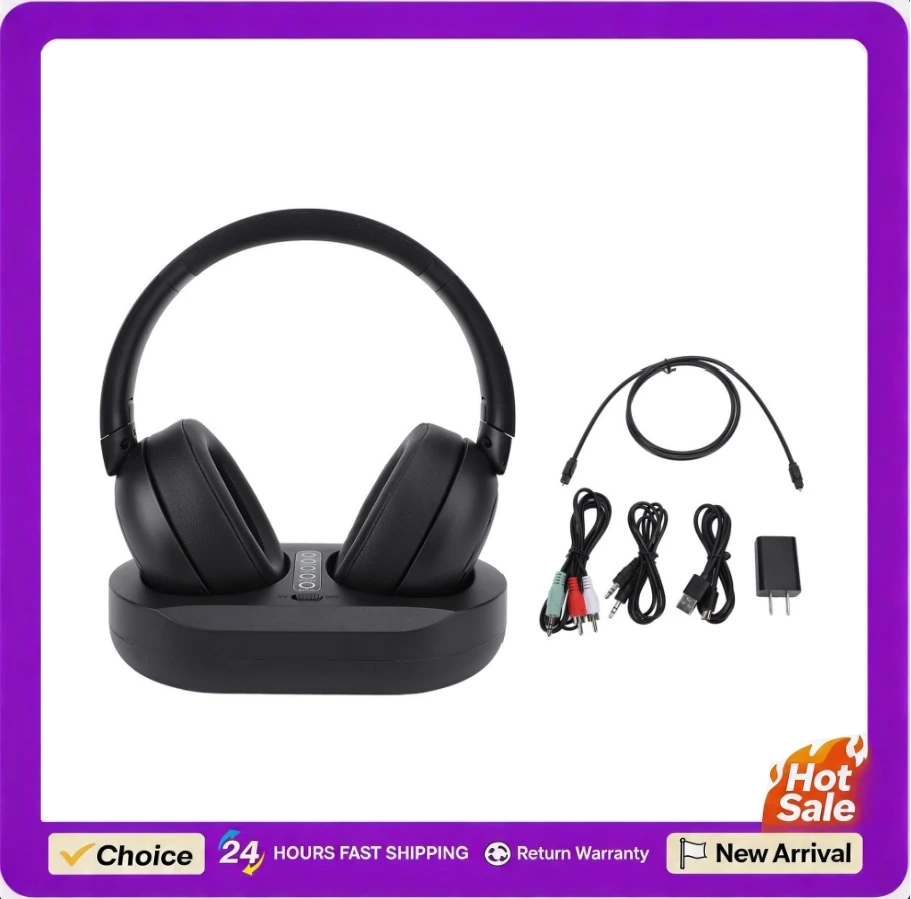 

Wireless TV Headphone for TV Watching 2.4G Bluetooth 5.3 Wireless TV Headset with Charging Dock Base for Seniors Elderly Parents