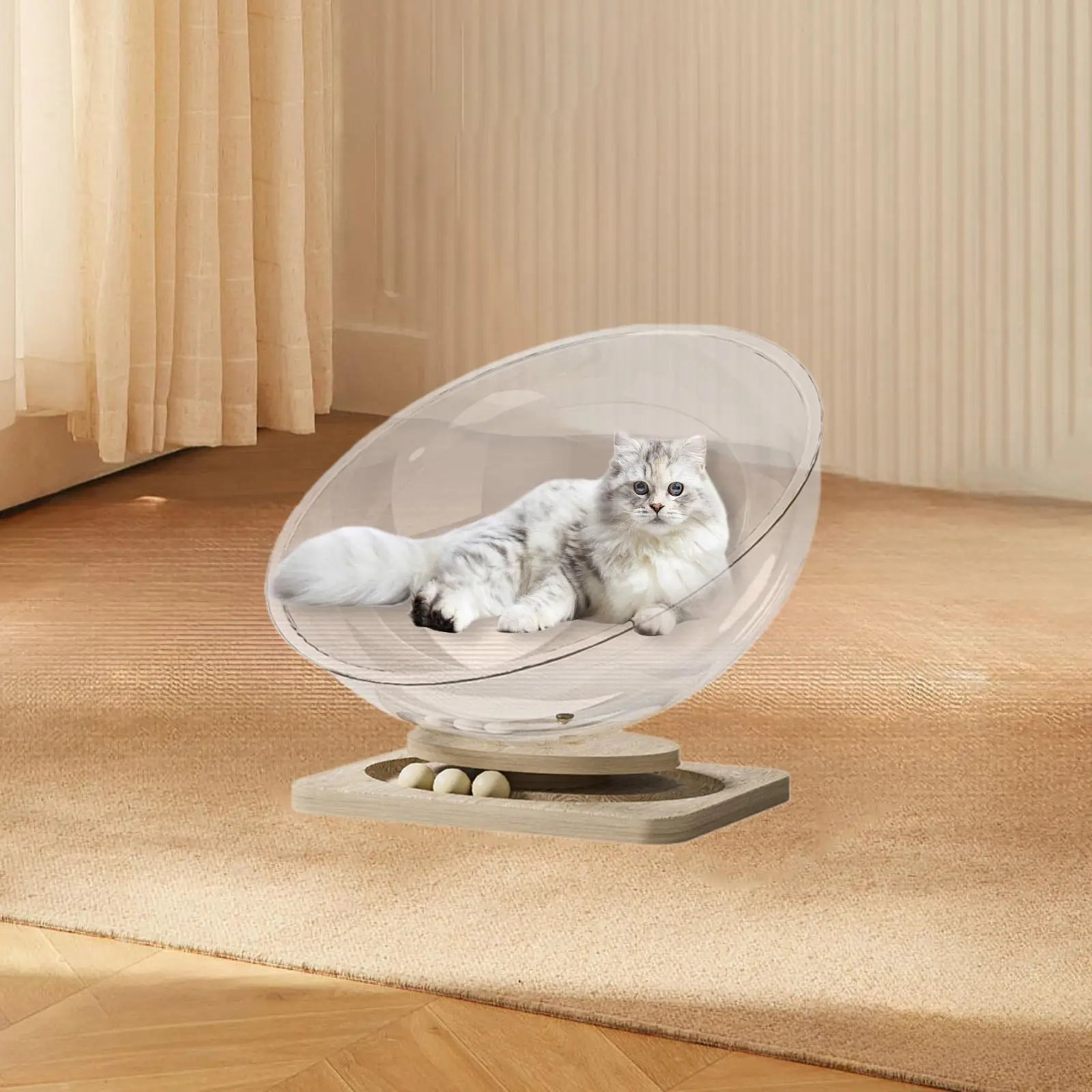 Space Capsule Cat Bed Transparnt Cat House Sturdy Cat Furniture for Indoor Cats Pet Accessories Kitten Nest for Kitten Cat Kitty