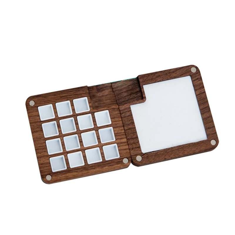 15 Color Wood Sketchbook Palette, Wooden Color Palette Box, Watercolor Palette With Clip