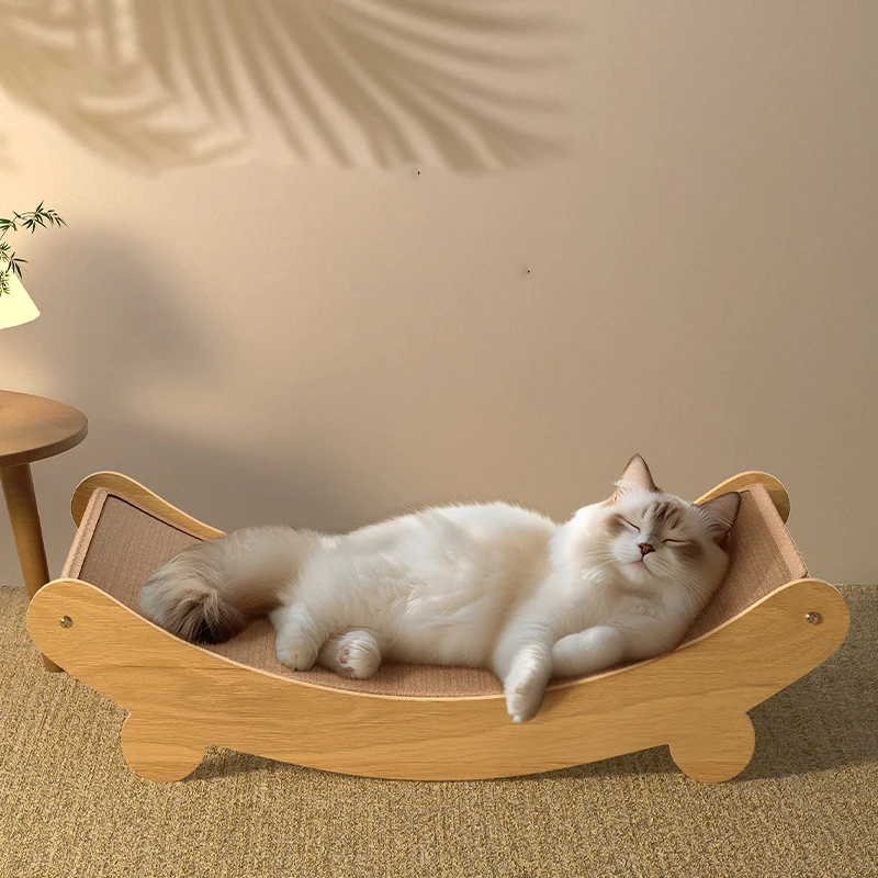 Wooden Cat Scratching Pads Multifuction Cats Sleeping Bed Detachable Wear-resistant Cat Scratch Board Kitten Grinding Cats Toys