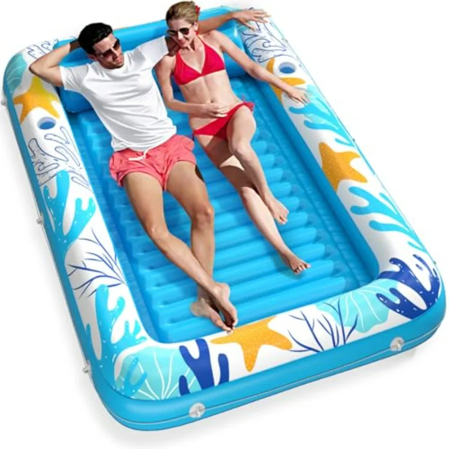 

Inflatable Tanning Pool Lounger Float for outdoor sunbathing, PVC material, blue, 4-in-1 multifunctional water-filled design wi