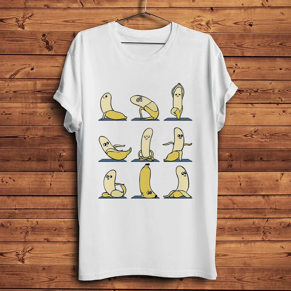 Banana Yoga Action Funny T Shirt,White Casual Short Sleeve Tshirt,Unisex Fresh Streetwear,Short Sleeve T-shirt,Breathable Print