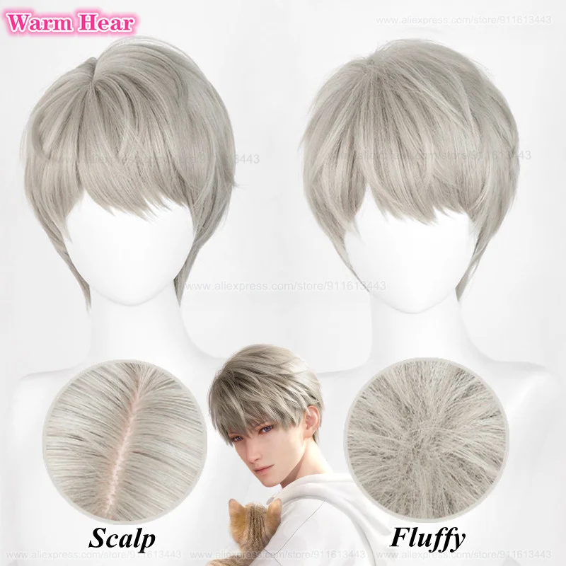 Nowość! Game Synthetic Zayne Rafayel Xavier Sylus Cosplay Wig Short 30cm Wigs Heat Resistant Hair Halloween Party Wigs + Wig Cap