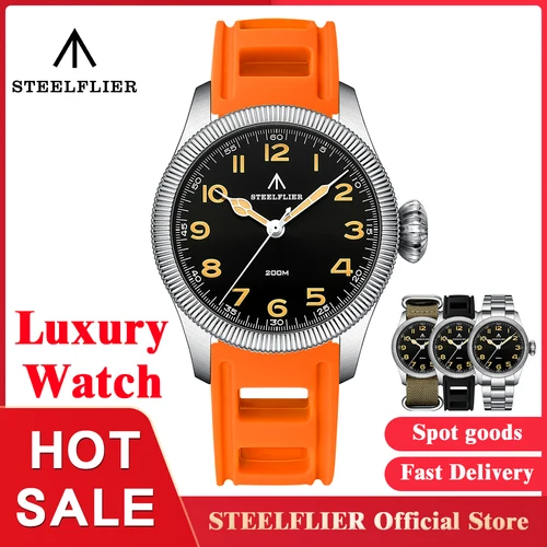STEELFLIER oficial SF741 relojes de pulsera clásicos de cuarzo recuerdos espejo de zafiro VH31 silencioso 200M impermeable reloj luminoso de lujo