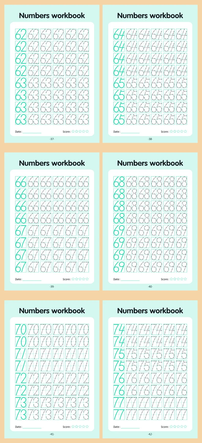 0–100 Übungsbuch zum Schreiben lernen, Punktmatrix, Kopieren von Kalligraphie, Übungsbüchern, digitale Übungsnotizen mit rotem Strich und Stiftkontrolle – Detail 7