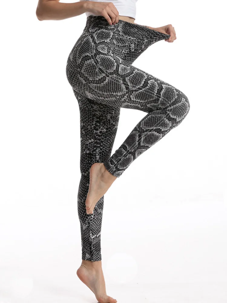 CHSDCSI Mode Snake Print Tier Haut Sport Leggings Yoga Hosen Elastische Leopard Fitness Frauen Hohe Taille Gym Sport