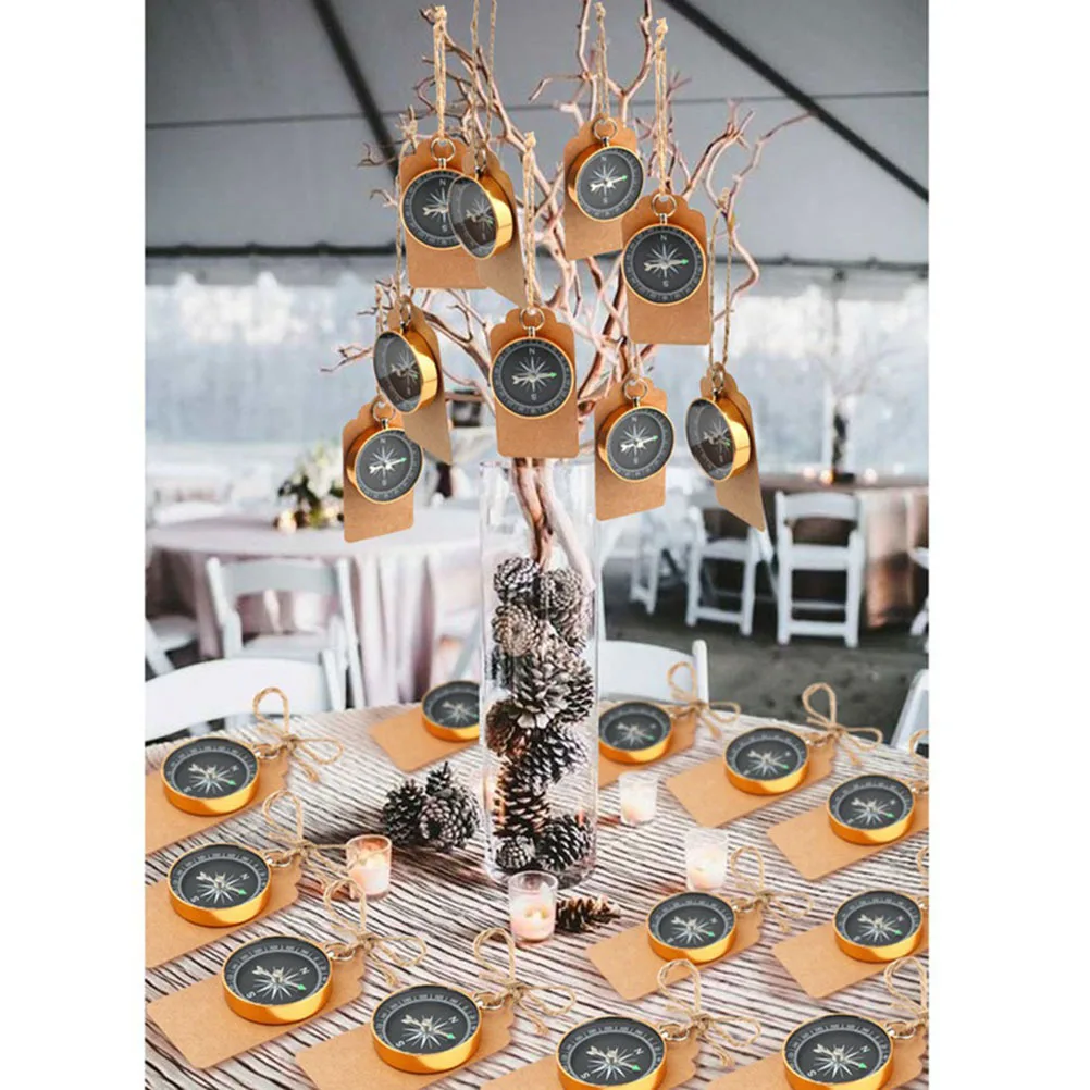 

5Pcs Party Pendant with Compass Mini Pocket Compass Portable Wedding Decoration Keychain Gift Favor Durable Metal