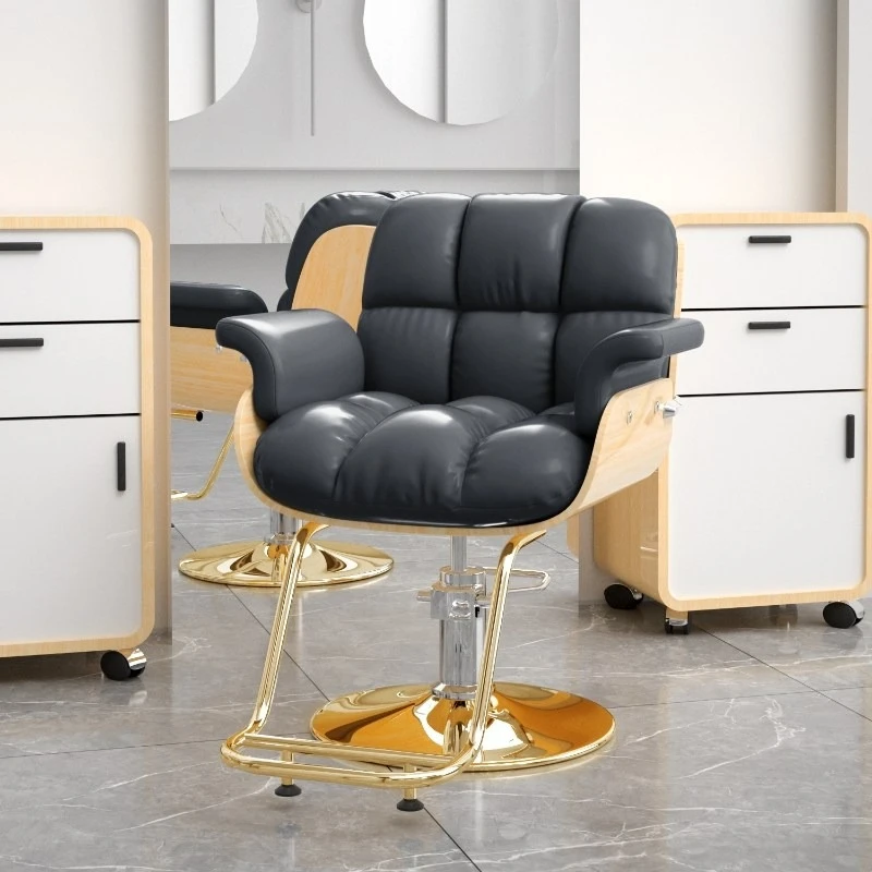 

Специальное кресло для парикмахерской, утолщенное, профессиональное, с подъемным механизмом, вращающееся, для салонов красоты, черное, кресло для косметолога, мебель