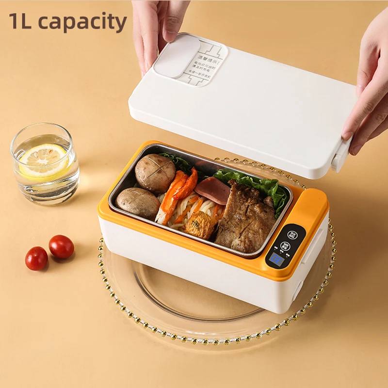 USB Electric Lunch Box Portable Camping Heated Insulated Lunch Box Rechargeable Heated Unplugged Rater-free Office Lunch Box 1L