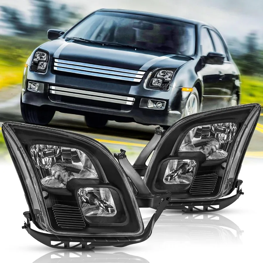 

Headlights Assembly Pair for 2006 2007 2008 2009 Fusion S SE SEL OE Factory Style Halogen Head Lights Headlamps Replacement Dr