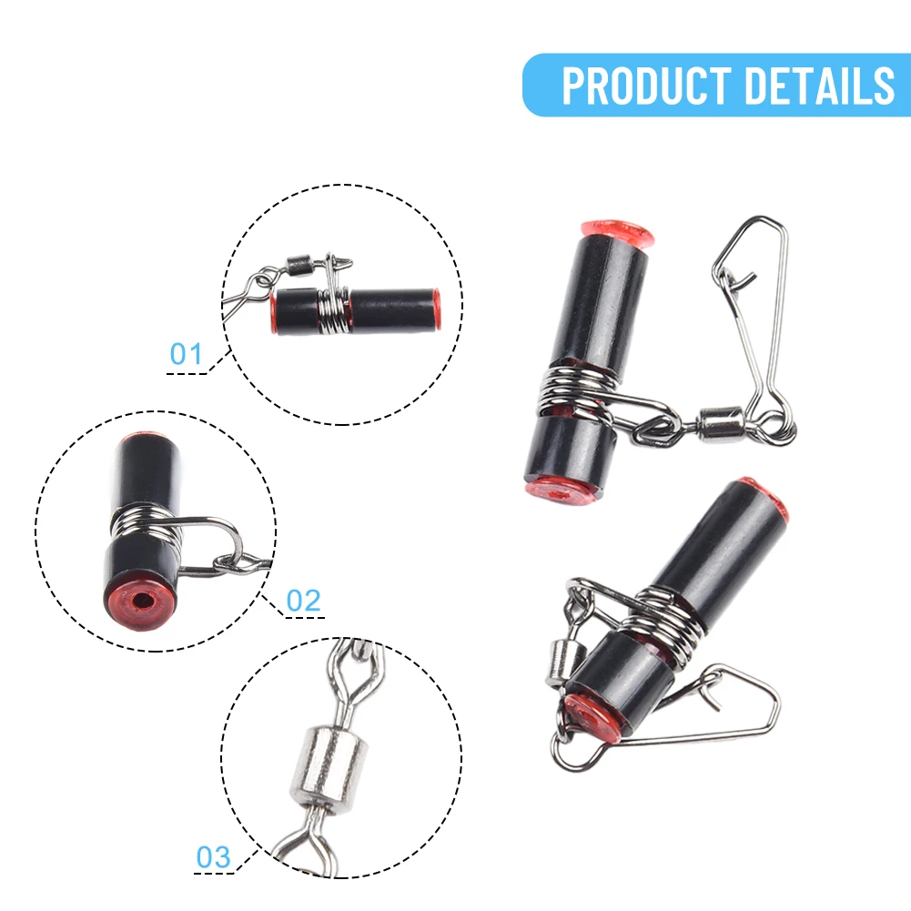 Sinker Slides Fishing Sinker Sliders 10pcs 2# Snap Balance Line Red+Black Stainless Steel+Plastic Fishing Tool