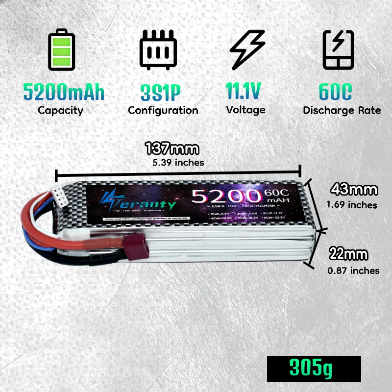 TERANTY 3S 11.1V 5200mah Lipo Battery 60C MAX80C RC Toys Car Truck Boats Drone Helicopter Parts Battery