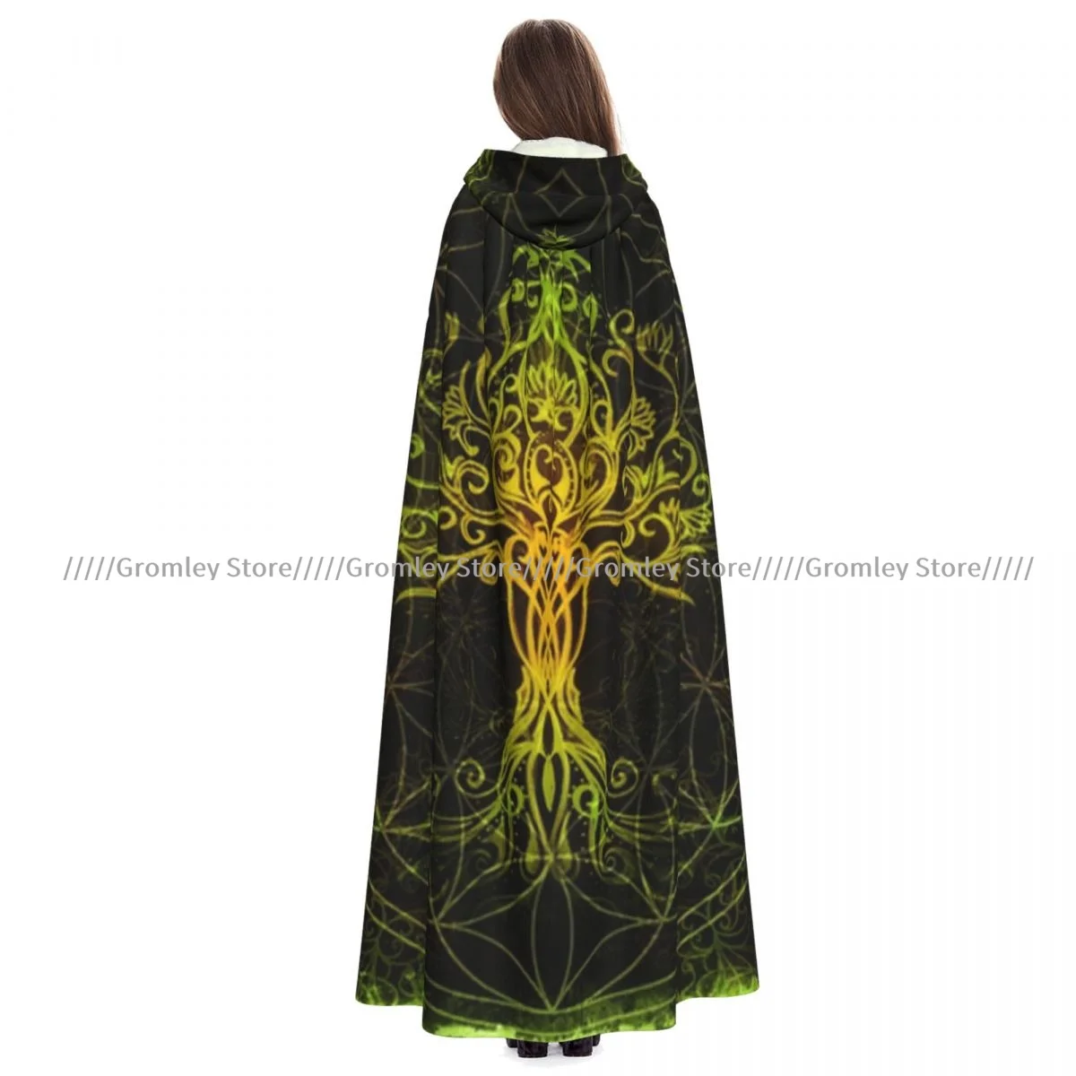 Yggdrasil Tree Of Life Witch Cloak Hooded Cosplay Costume Halloween Adult Long Party Cape