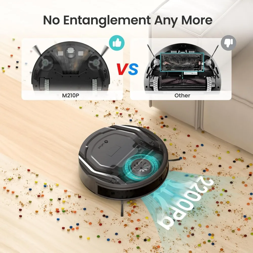 Robot Vacuum Cleaner with 2200Pa Powerful Suction,Tangle-Free,Wi-Fi/App/Alexa,Featured 6 Cleaning Modes,