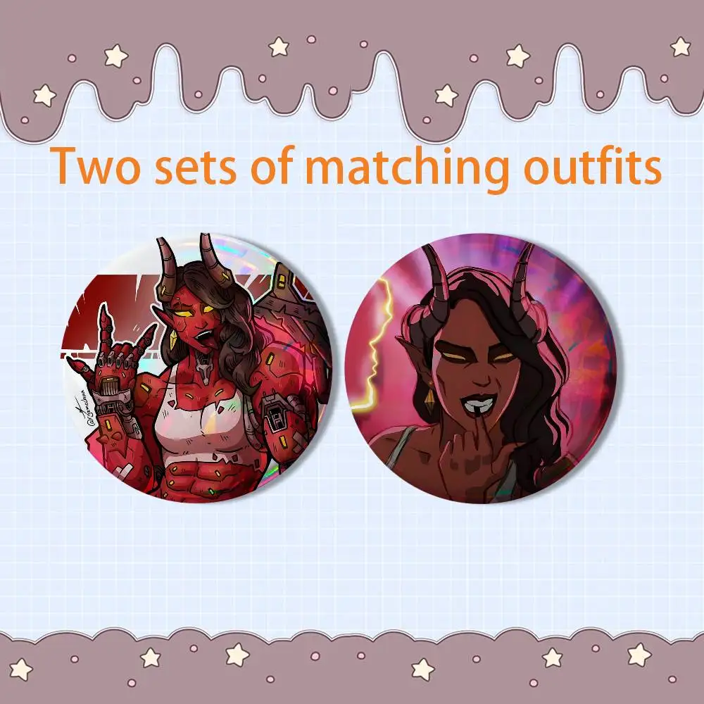 Mecha Man Robert Malevola Dispatch 2 piece set Pins Creativity Printed Pictures Text Metal Lapel Badges Brooches Jewelry Gift
