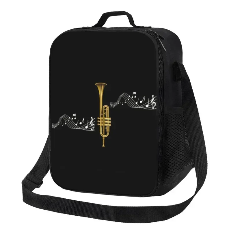 Custom Trumpet With Music Notes Lunch Bag Men Women Cooler Warm Insulated Lunch Box for Student School