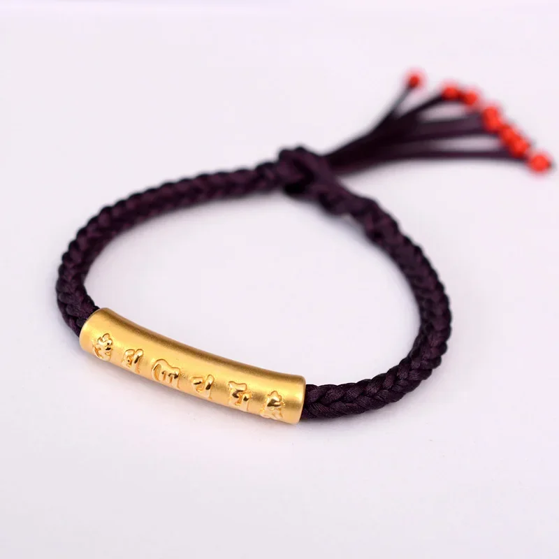 999 Sterling Silver Chinese Knot Mantra Bracelet Six Words Multi Color Handmade 8 Threads Lucky Rope Bracelets For Men And Women
