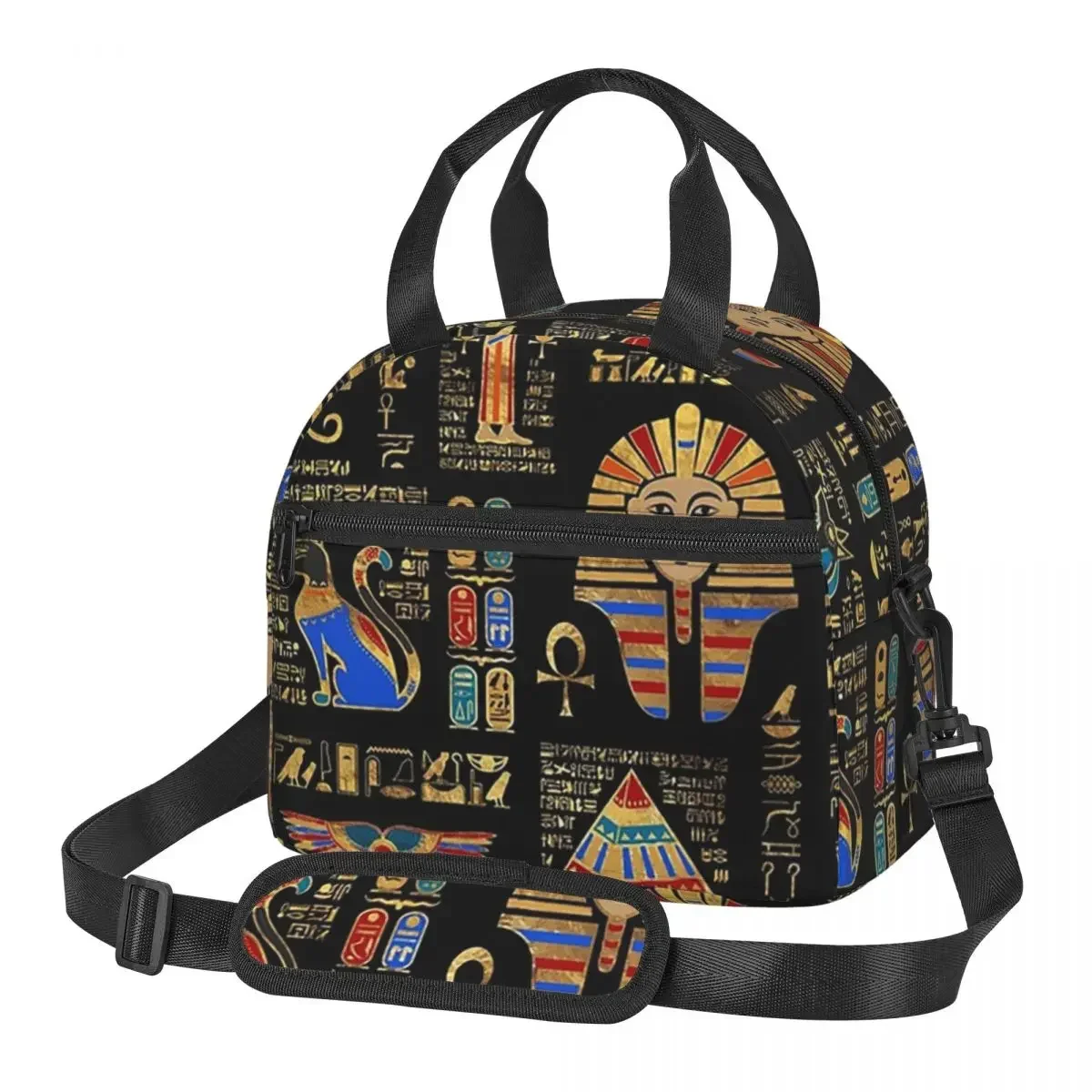 

Egyptian Hieroglyphs And Deities Lunch Bags Insulated Bento Box Lunch Tote Leakproof Picnic Bags Thermal Bag for Woman Girl Work