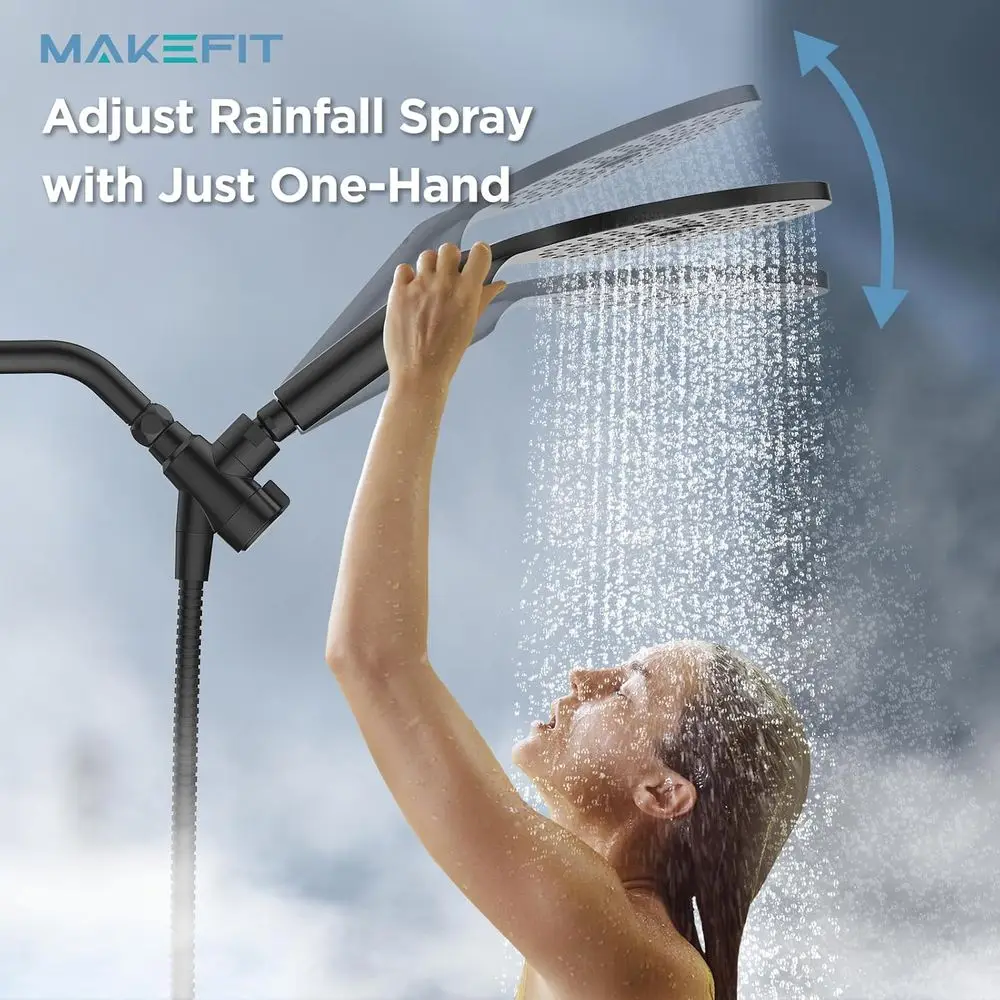 مجموعة دش محمولة للمطر والضغط العالي مع غسيل كهربائي وفلتر الكلور - أسود