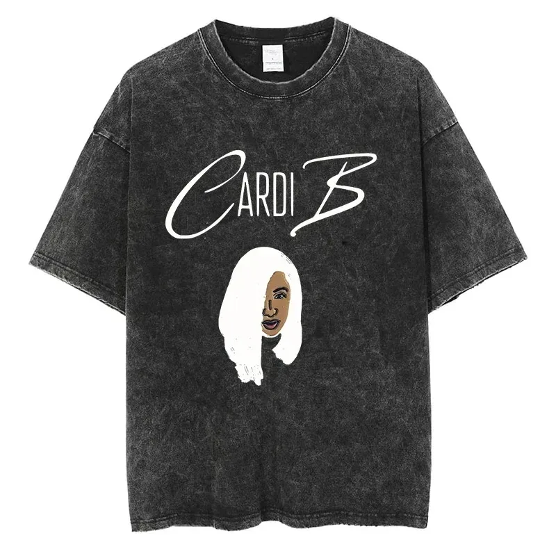 Cardi B -Bodak Yellow Single Cover T-shirt Hip Hop Rap Men Women Fan Streetwear Quality Cotton Oversized Black Short Sleeve Tees