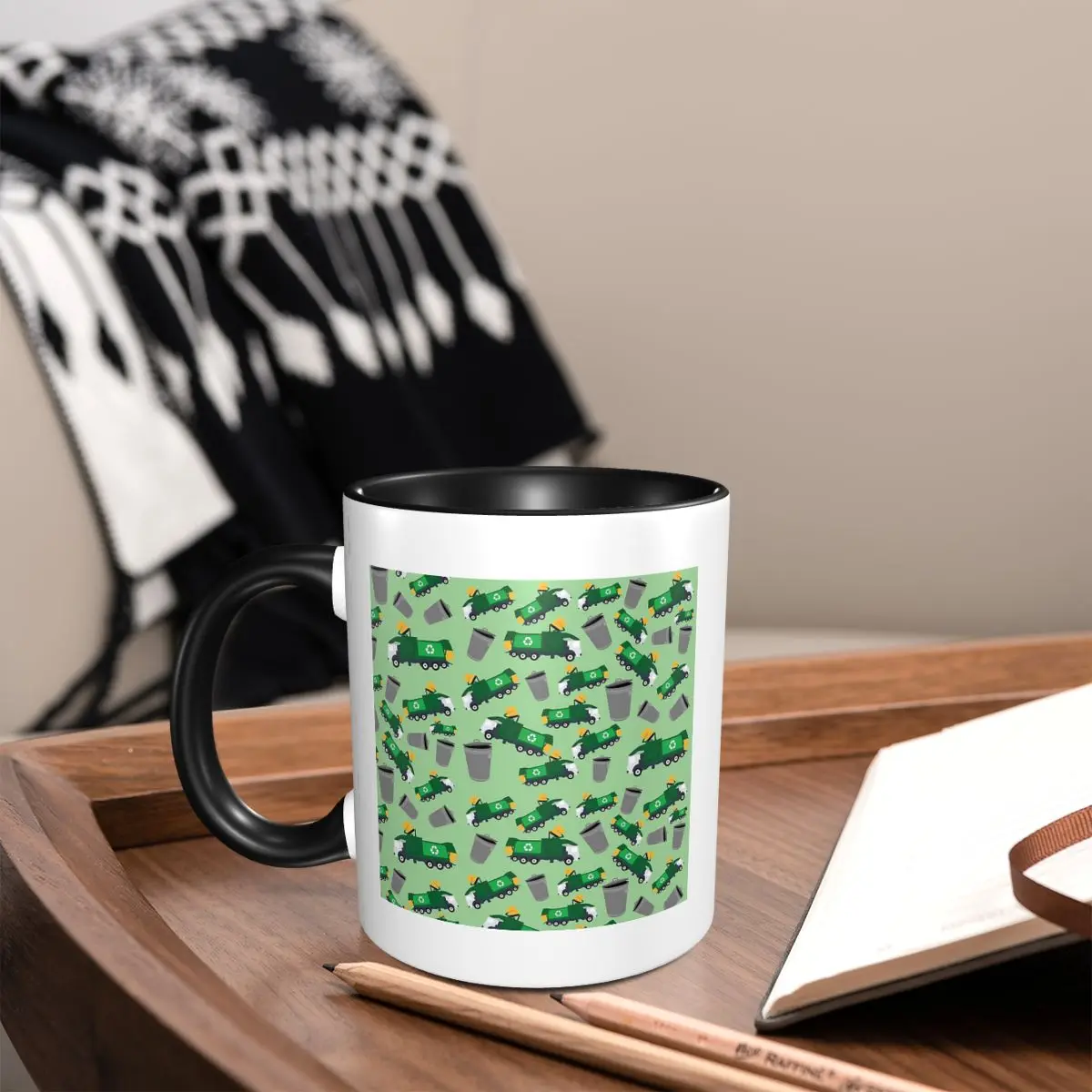 Recycling Garbage Truck Pattern Mug Funny Ceramic Coffee Cups Tea Mugs Milk Cup Drinkware Gifts for Friends