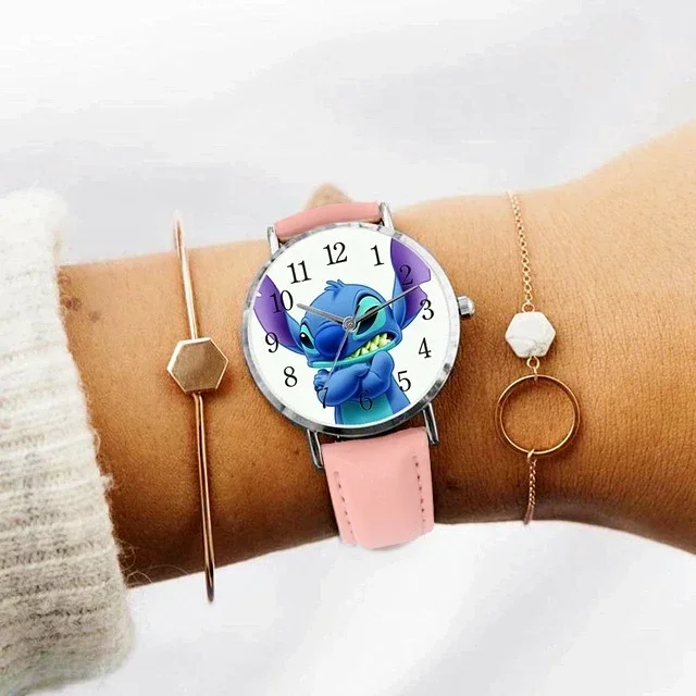 Montre à quartz en acier inoxydable pour hommes et femmes, Stitch Mouse, Disney, mode décontractée, cadeau pour enfants, fête d'anniversaire