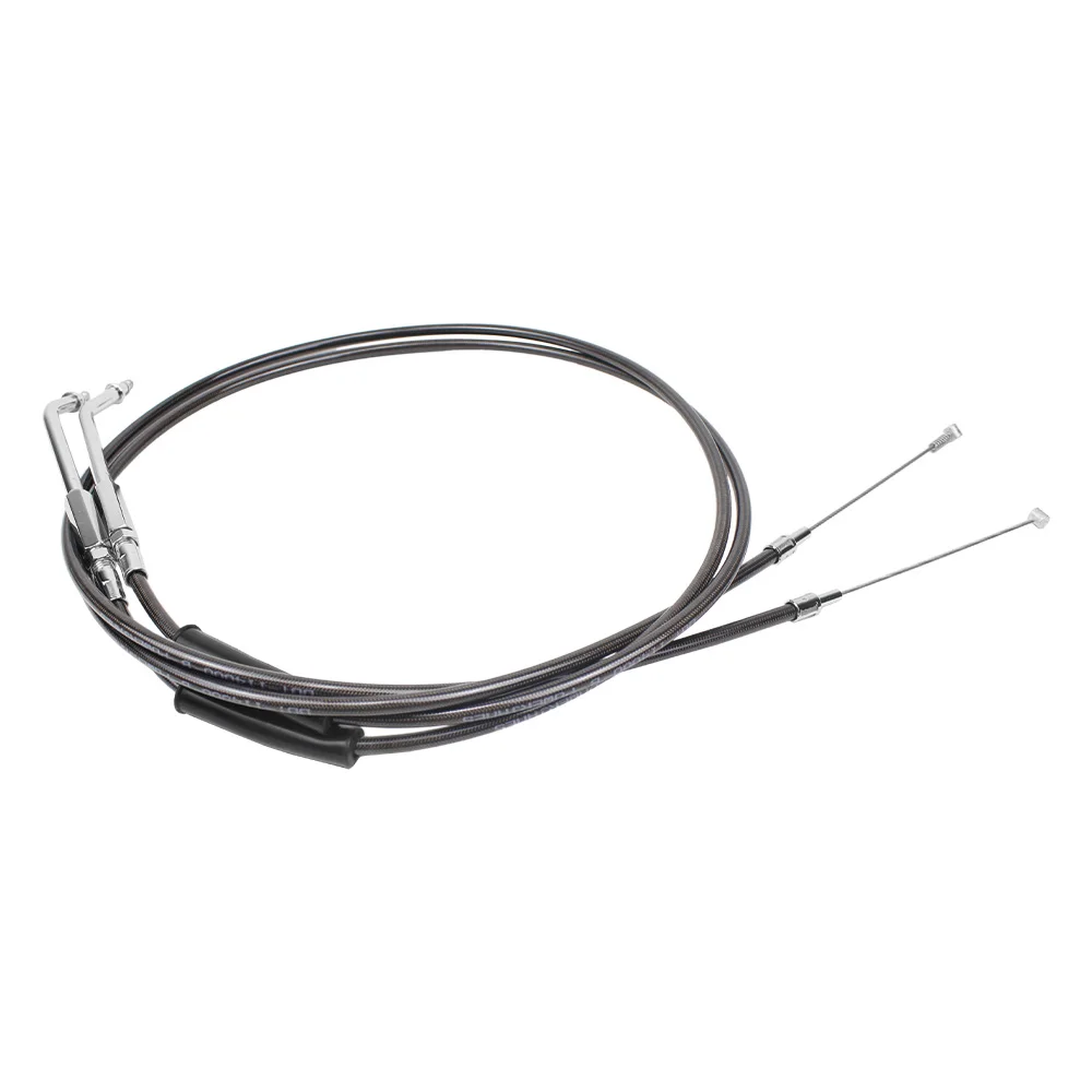 

47" 120CM Stainless Steel Smoky Black Pearl Braided Throttle and Idle Cruise Cables For Harley V-Twin