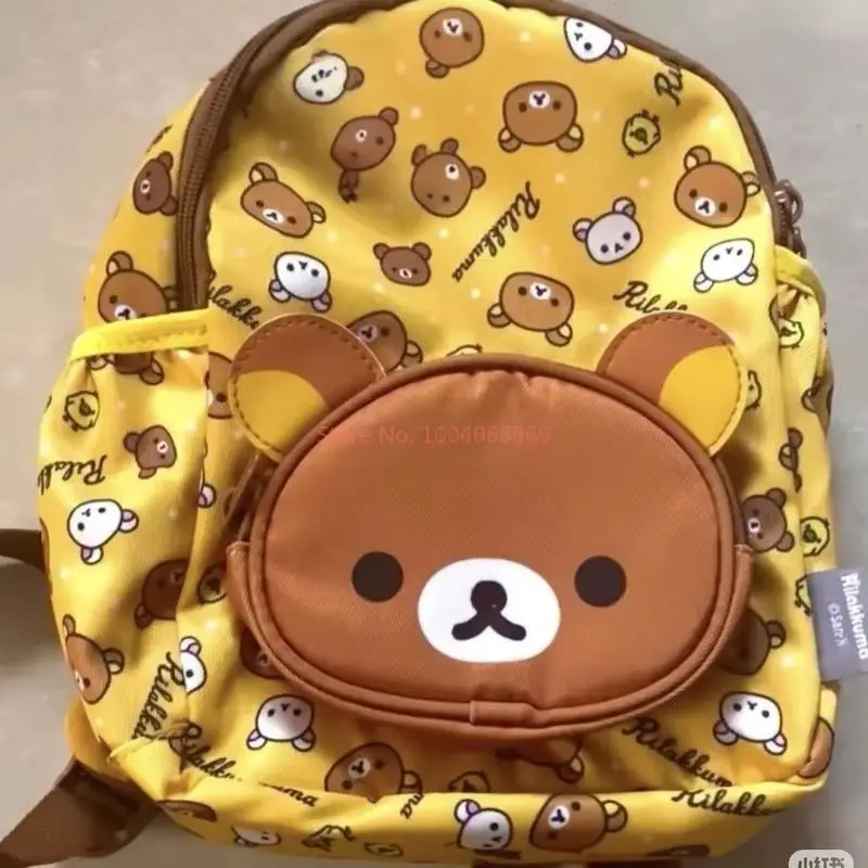 

Новый японский рюкзак с героями мультфильмов Rilakkuma, милый детский холщовый школьный рюкзак с мини-медведем, большая вместительная сумка для хранения, подарок