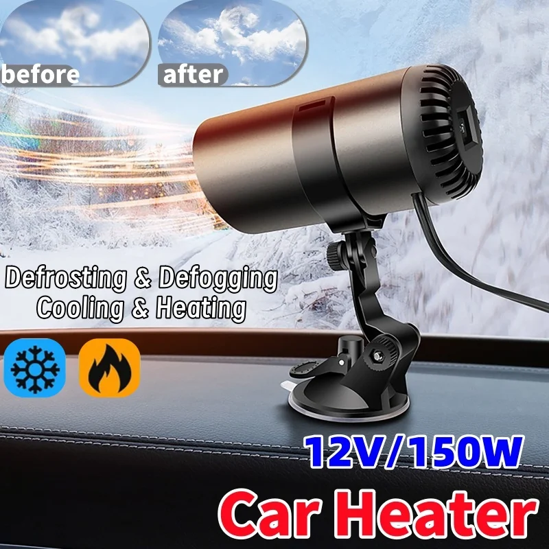 12V Car Heater Dual-Purpose Car Heater Portable Demister Defroster Air Cooler Fan Heating Fan Windshield Defogger