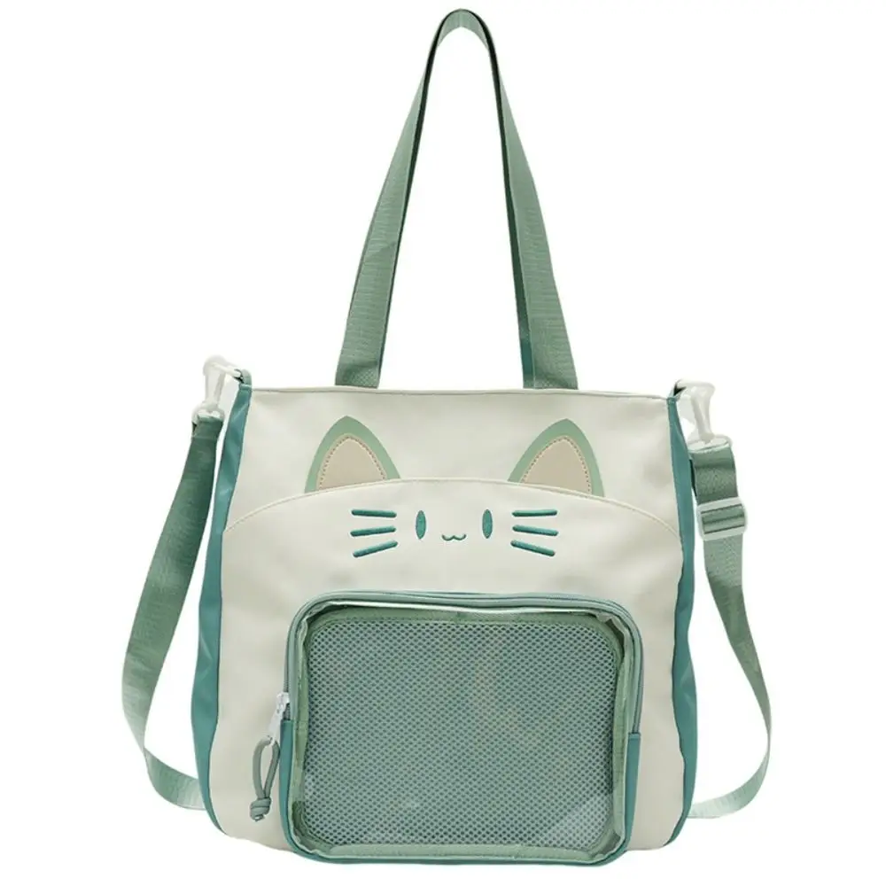

Zipper Bag Kawaii Cat Itabag Nylon Cotton Doll Bag Transparent Pocket Idol Merchandise Storage Small Item Bag Fashion Backpacks