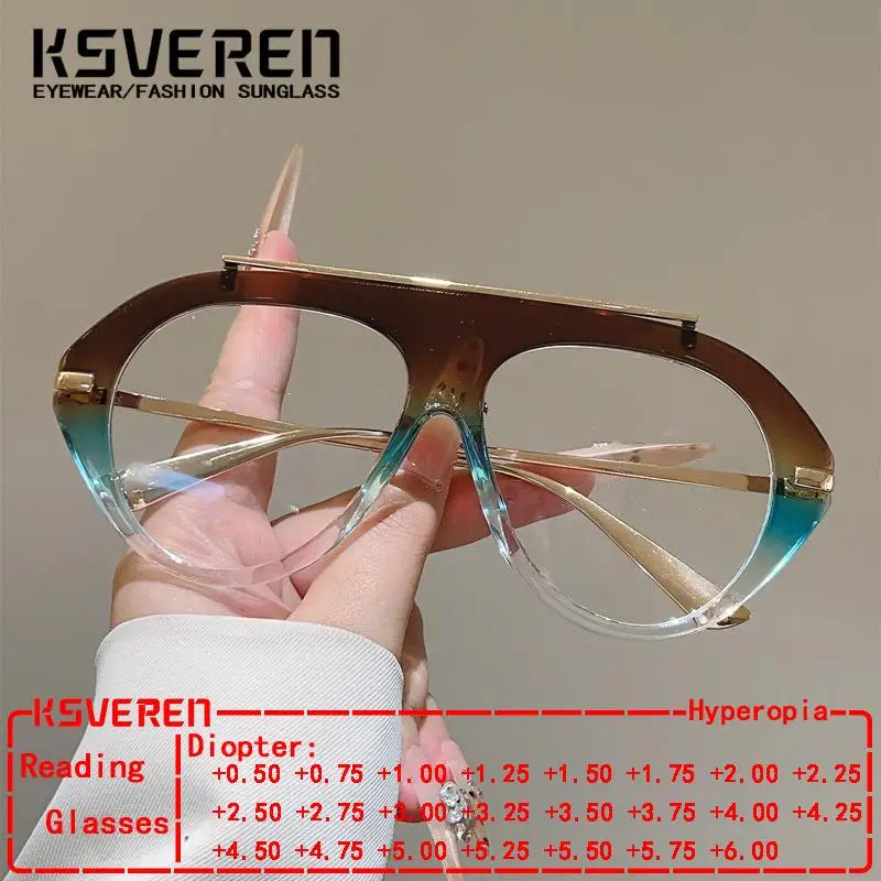 Großrahmige Vintage Damen Anti-Blaulicht Lesebrille Schwarz Verschreibungspflichtige Optische Anti-Ermüdungs-Computer-Presbyopie-Brille ﻿