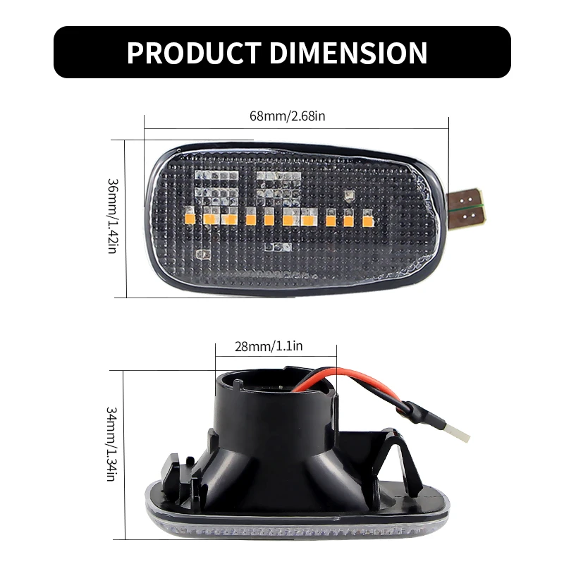 2PCS For Toyota Altezza Wish Land Cruiser Prado 120 WiLL Cypha VS Prius 2 RAV4 Prius mk2 LED Side Marker Turn Signal Light