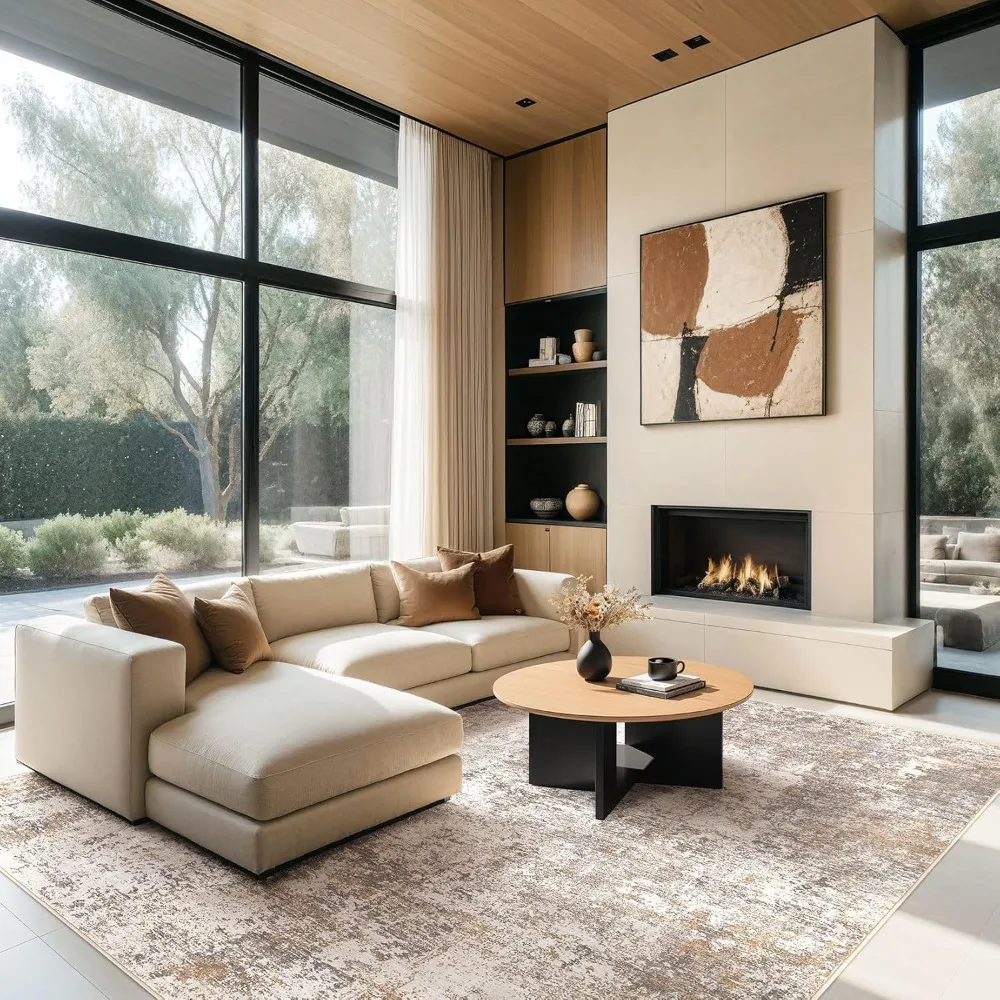 سجادة منطقة تجريدية كبيرة مقاس 9 × 12 بملمس ناعم، قابلة للغسل وغير قابلة للانزلاق ومقاومة للبقع لغرفة المعيشة وغرفة النوم #3