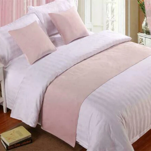 Chemin De Lit Avec Coussin Assorti Uni - Drap De Lit Hôtel Doux Et Élégant Blanc 45x210+45x45cm