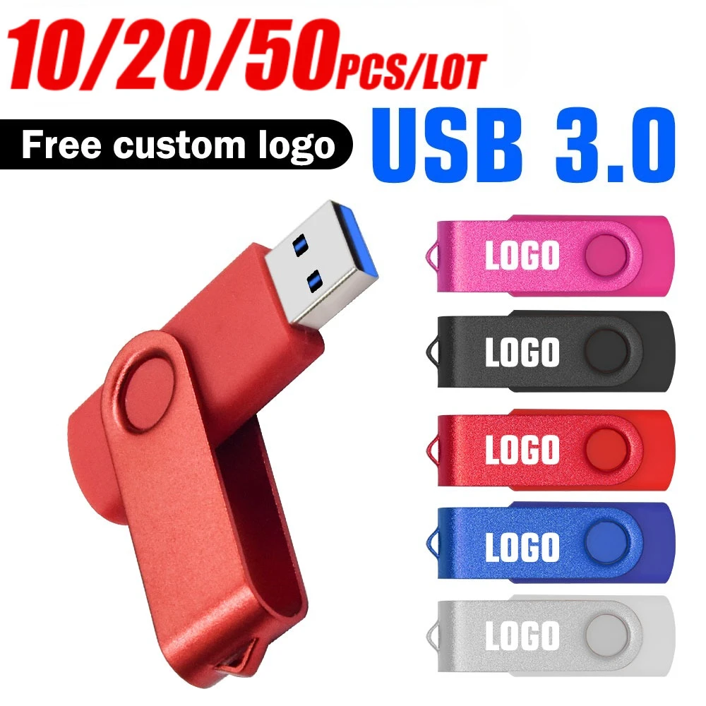 

10/20/50PCS/LOT Flash Drive new Rotatable Pen drive 8GB16GB32GB64GB USB 3.0 Free custom logo Memory stick Creative Business Gift