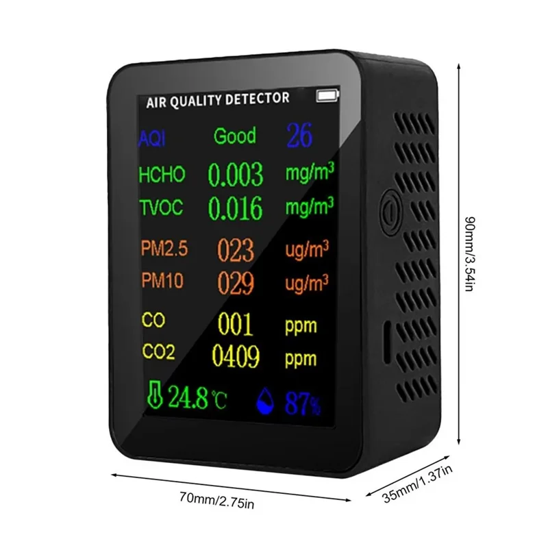 WORTHOWN-Rilevatore di qualità dell'aria interna Monitor portatile 10 in 1 in tempo reale ad alta precisione con allarme Tester di qualità dell'aria per interni
