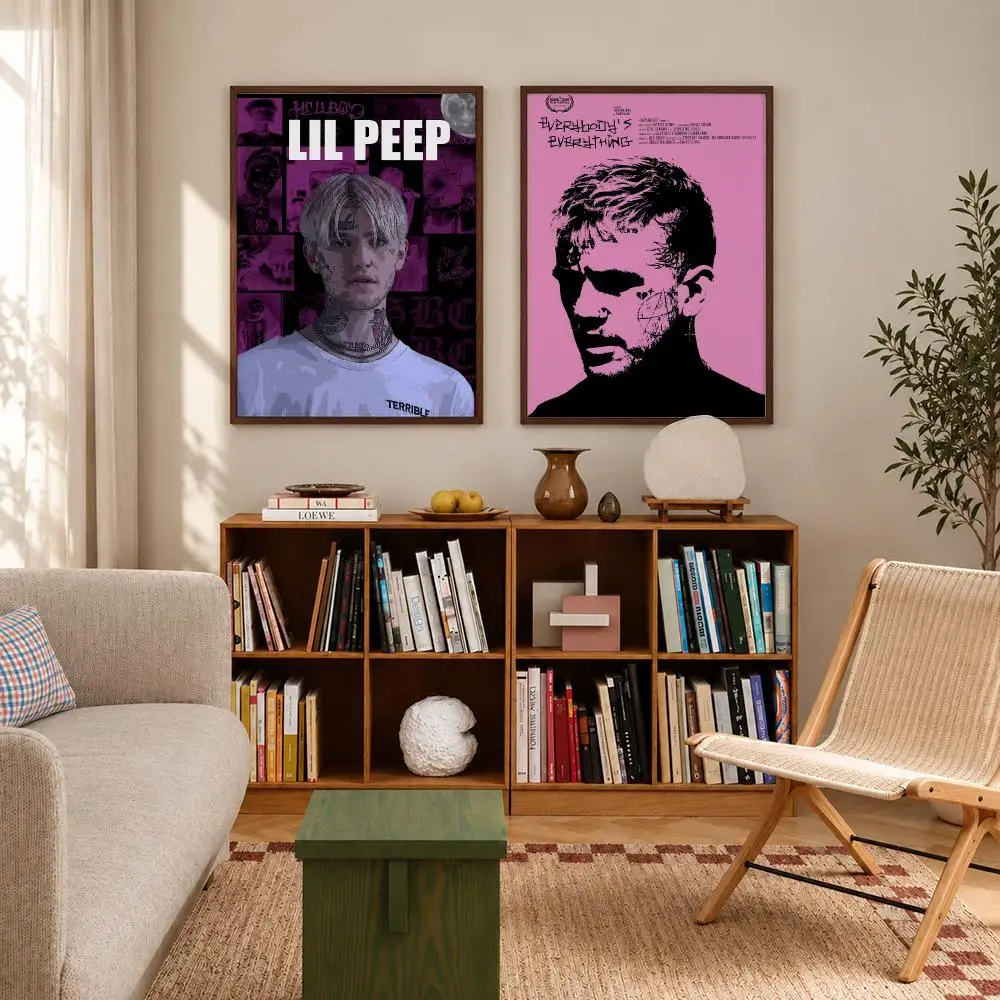Emotional Emo Rapper Lil Peep Poster Self‑Adhesive Waterproof Poster Sticker Coffee House Bar Wall Art Home Decor