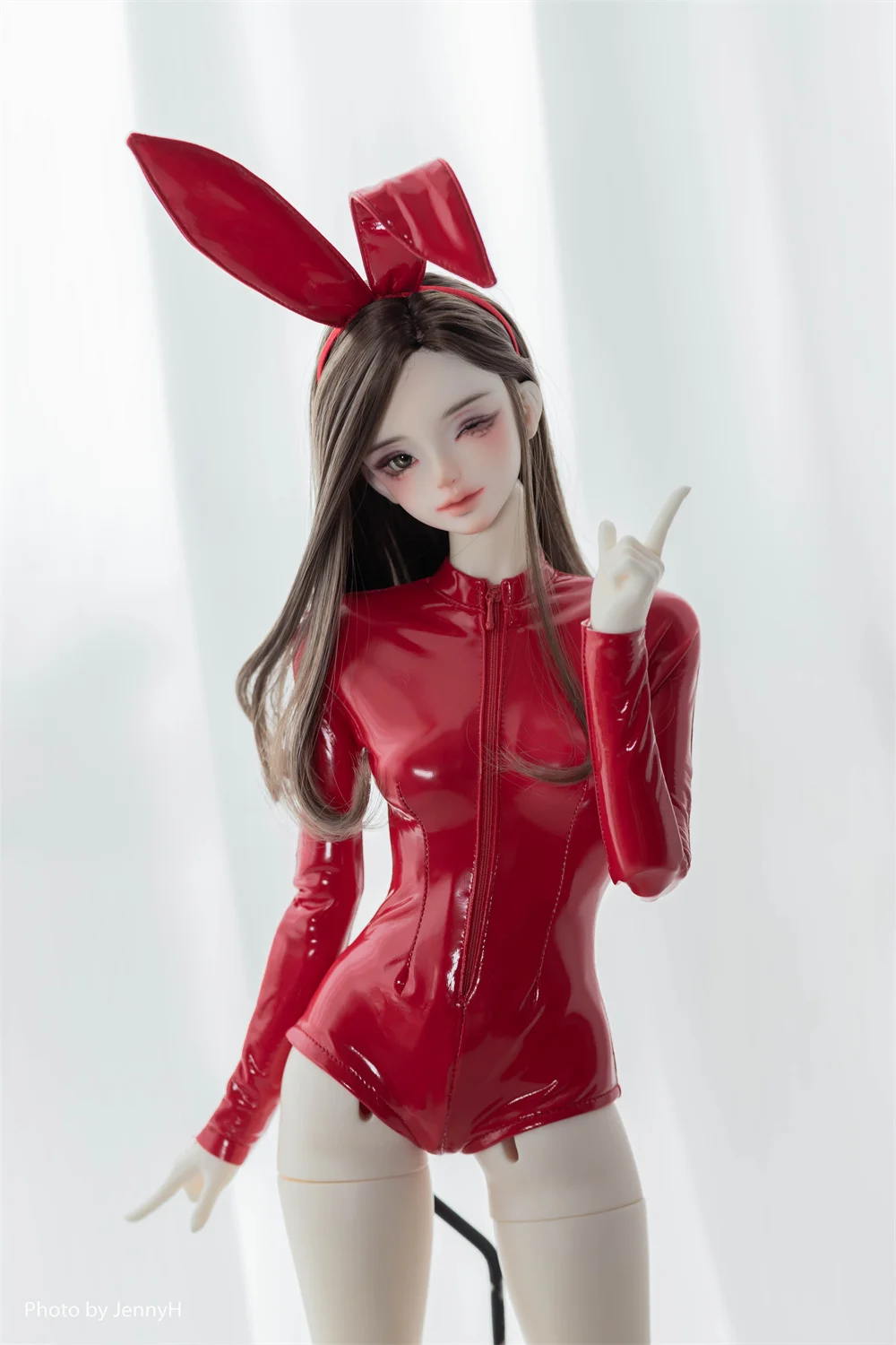 BJD Doll Clothes Toys Girls Elegant Glossy Black Leather Onesie Small Slender Waist Zipper Short 1/3 Impl Sets Doll Accessories