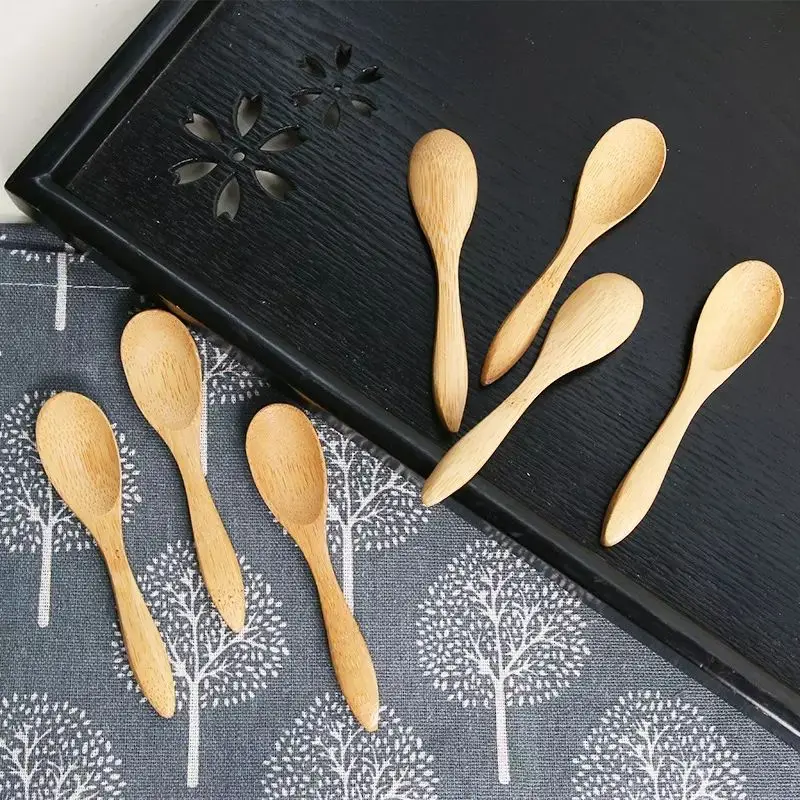 100Pcs Custom Logo Natural Bamboo Make Up Face Mask Spoon Mini Cosmetic Skin Care Cream Spatula Spoon Essentials Measuring Tools