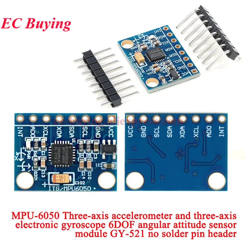 1-10Pcs GY-521 MPU-6050 MPU6050 3-achsen Analog Gyroskop + drei Beschleunigungsmesser 6DOF Sensor Modul IIC I2C SPI Für Arduino DC 3V-5V – Detail 7