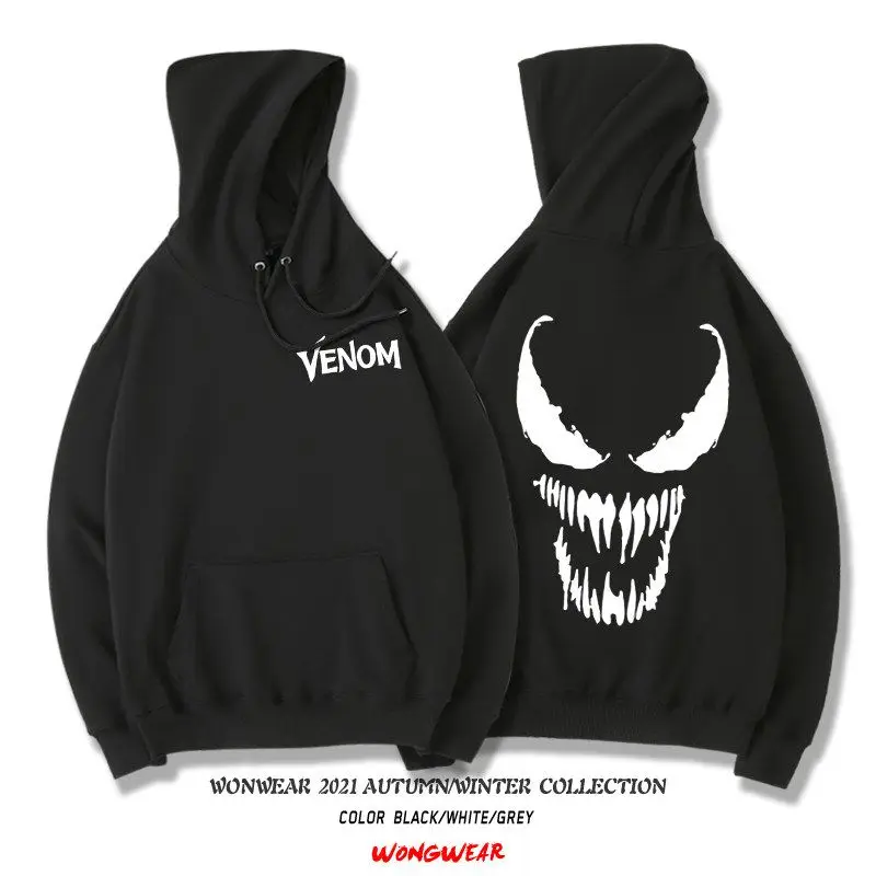 Marvel Animation Joint Male Peripheral Venom Sweater Male Hooded Trend Hip Hop Loose Student Thin Jacket Spring Baby Boy Clothes