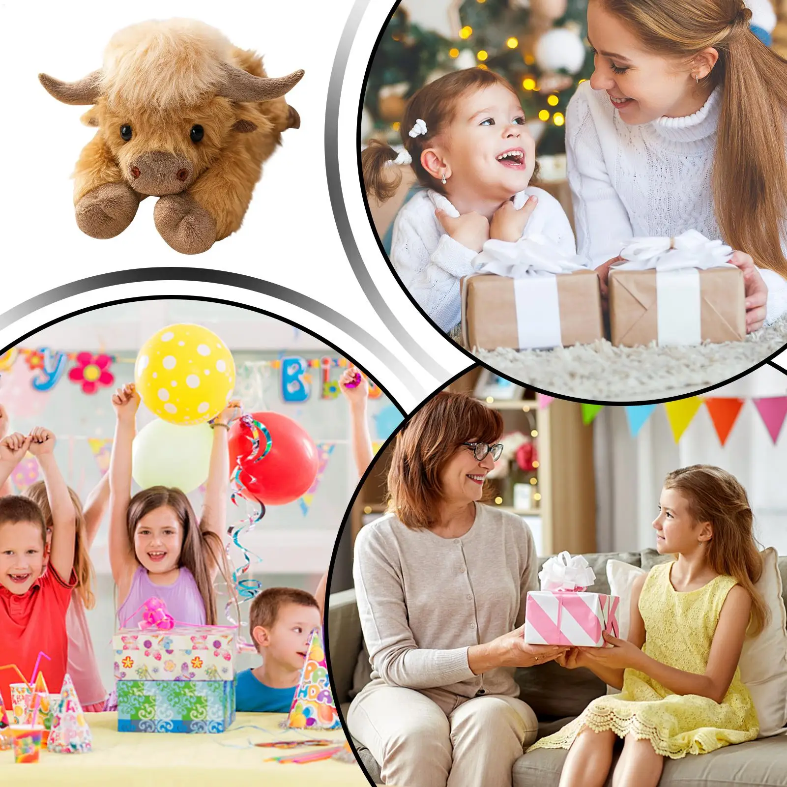 45cm Highland Cattle Stuffed Animal Doll Super Soft Cuddle Pillow Plush Toy For Kids Playroom Living Room Cute Christmas Gifts