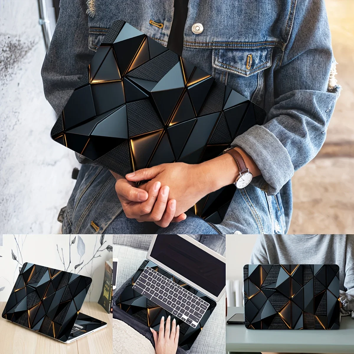 حافظة كمبيوتر محمول من الفينيل ملصق تقني مكون من قطعتين/مجموعة حافظة فنية مقاومة للخدش لأجهزة الكمبيوتر المحمولة - ملصق سهل اللصق ومتين