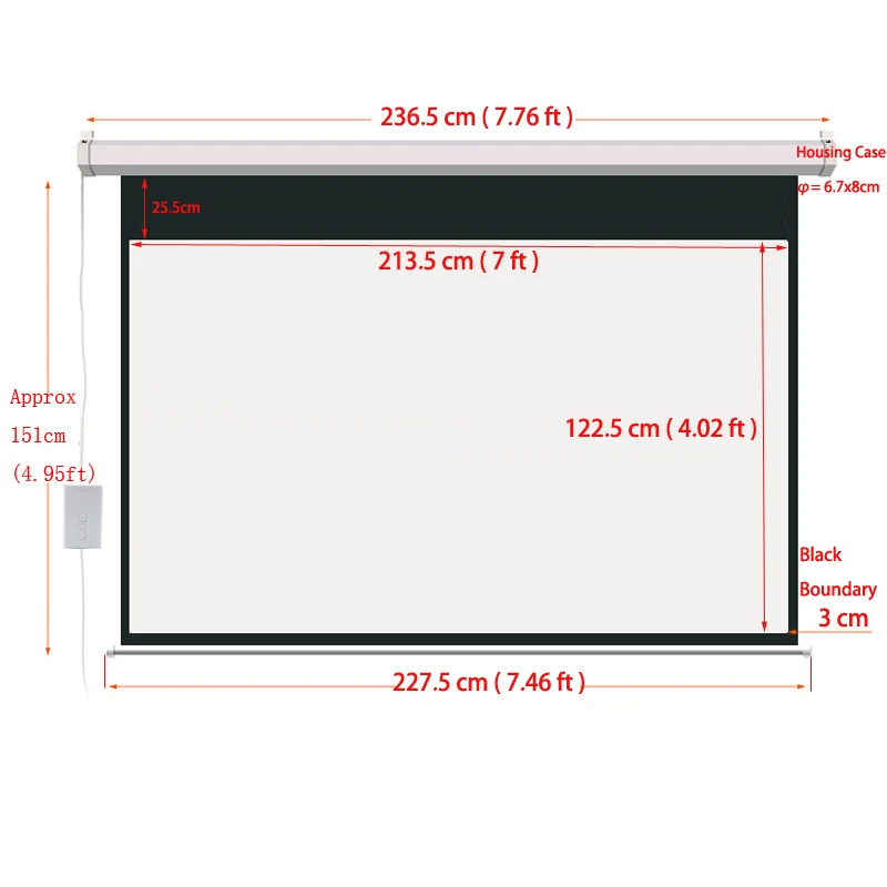 HD 100 Inch 16:9 Electric Screen For 3D LED DLP Laser Projector Motorized Projection Screens Curtain Wireless Remote Control