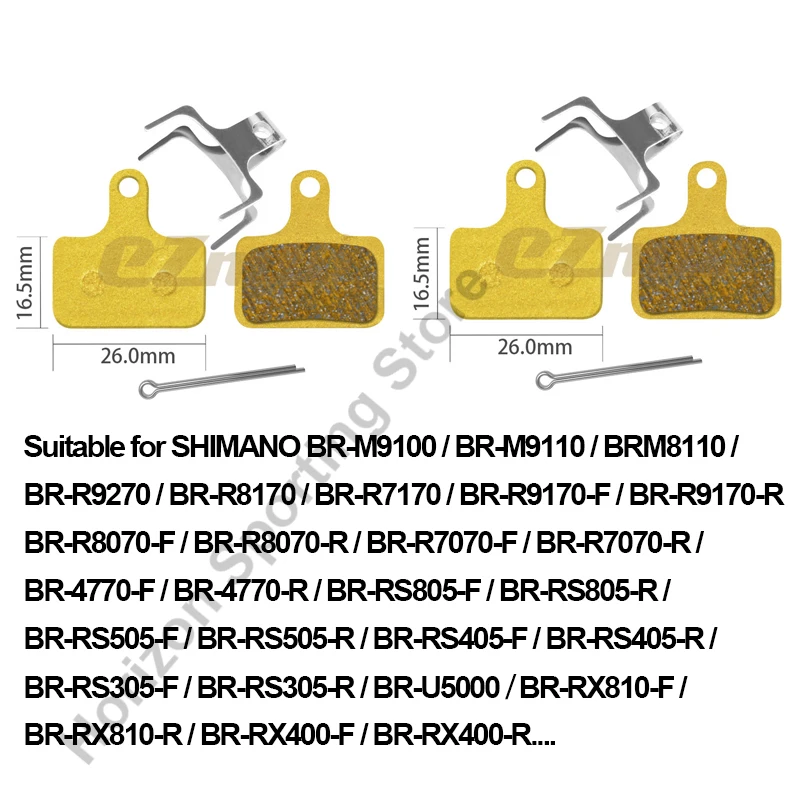 EZMTB 2 Pairs Bike Hydraulic Disc Brake For SHIMANO MAGURA AVID M355 M785 M810 R9170 MT7 Wear-resistant Copper-Based Metal Pads