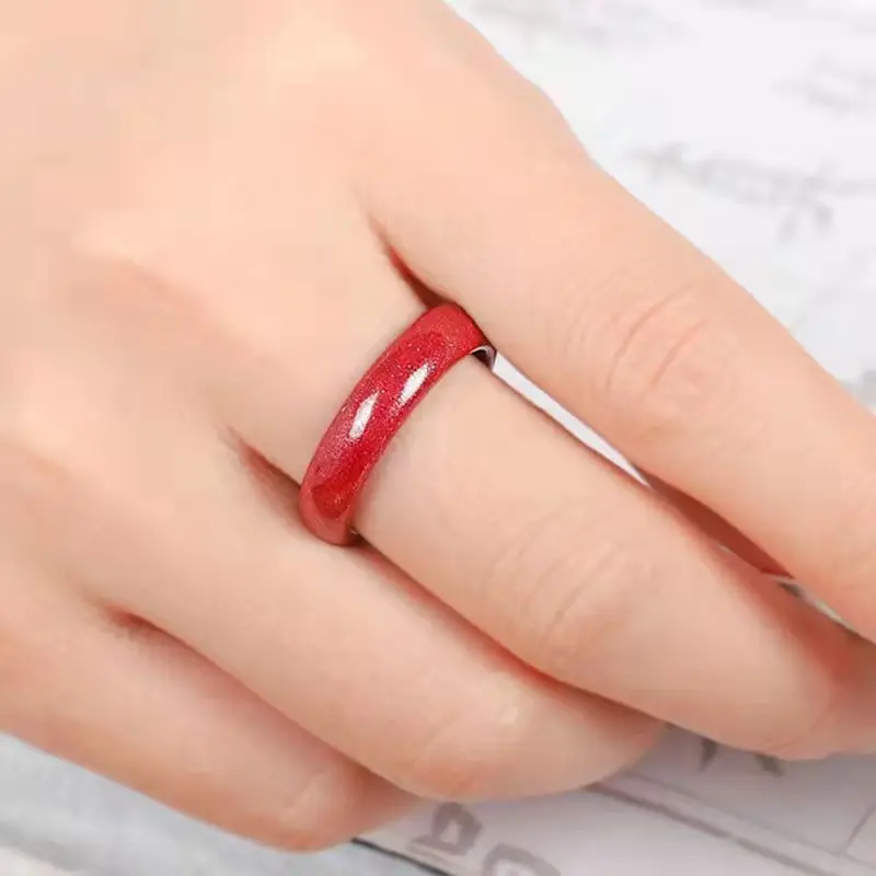 High Quality Natural Stone Natural Red Cinnabar Couples Rings Jade Jewellery Fashion Man Woman Luck Amulet Exorcise Evil Spirits