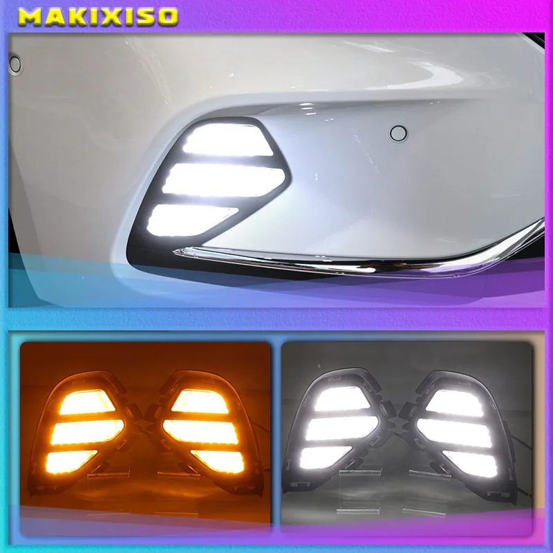 2Pcs For Buick Verano 2020 Led Daytime Running Light White Driving Yellow Turn signal Light Blue Night Fog Lamp