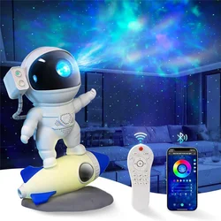 Rocket Astronaut Galaxy Projector Night Light Lamp Sky Projector 360° Rotate Adjustable Bedroom Nebula Projection For Kids Gifts