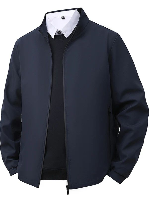 

Мужская весенне-осенняя элегантная повседневная верхняя одежда Busin Jaet, пальто-стойка из полиэфирной ткани, длинная застежка-молния