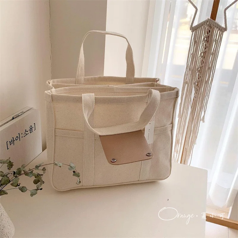 Women's Fashion Canvas Handbags Baby Care Diaper Bags Mom Shoulder Bag Large Capacity Feeding Bottle Storage Mummy Crossbody Bag